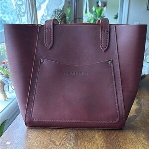 Portland Leather Brown Tote Bag with Minimalist Design